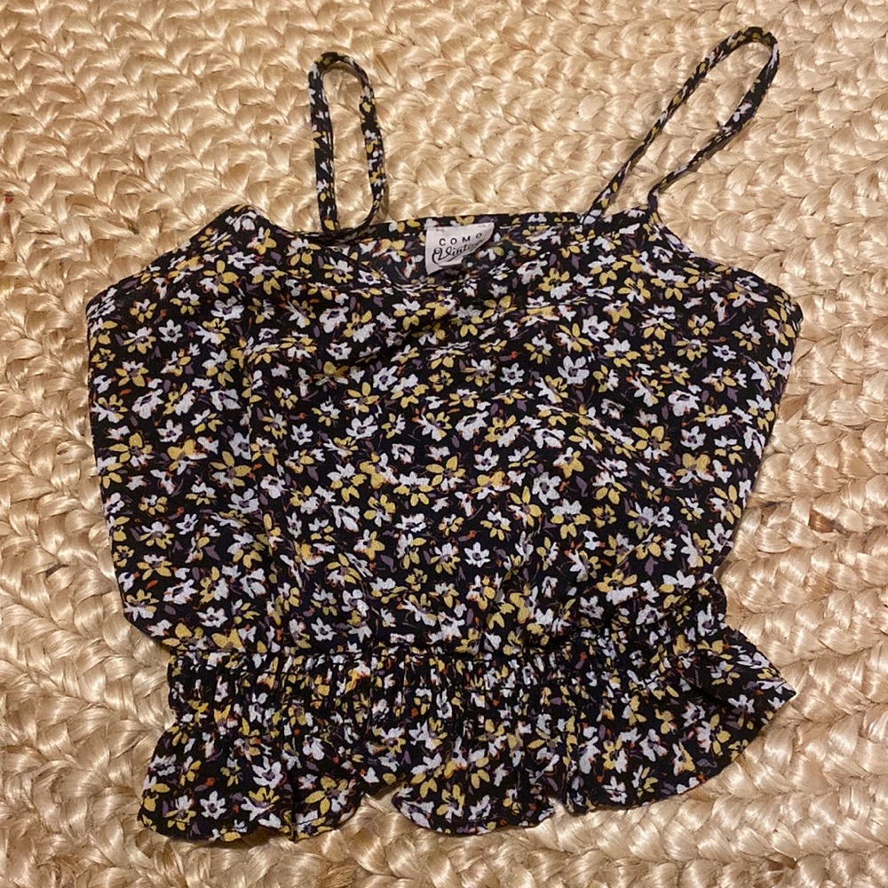 Black floral top size XS